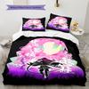 Demon Slayer Pattern Bedding,Quilt Set Quilt Cover Pillowcase Home Birthday Gift (1 * Duvet Cover + 2 * Pillowcase, Without Core)