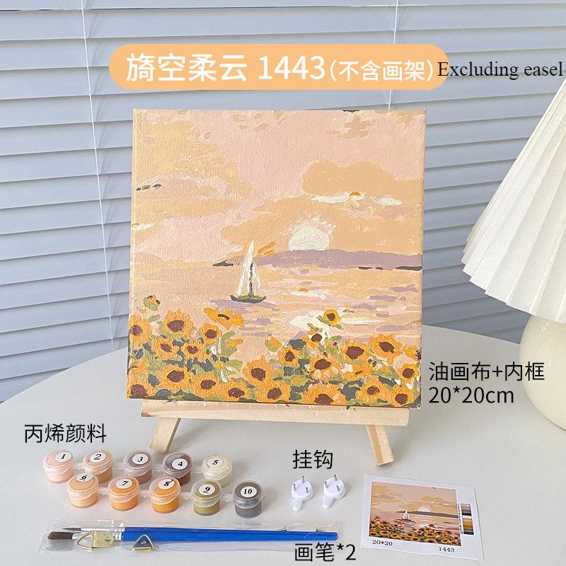 DIY Digital Landscape Oil Painting Coloring Hand Filled Painting Paint By Number Children's Coloring Decorative Landscape