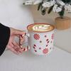 1Pc Christmas Gingerbread Man Ceramic Mug, Colorful Embossed Cute Gingerbread Man Large Capacity Ceramic Mug, Suitable for Christmas  Decoration