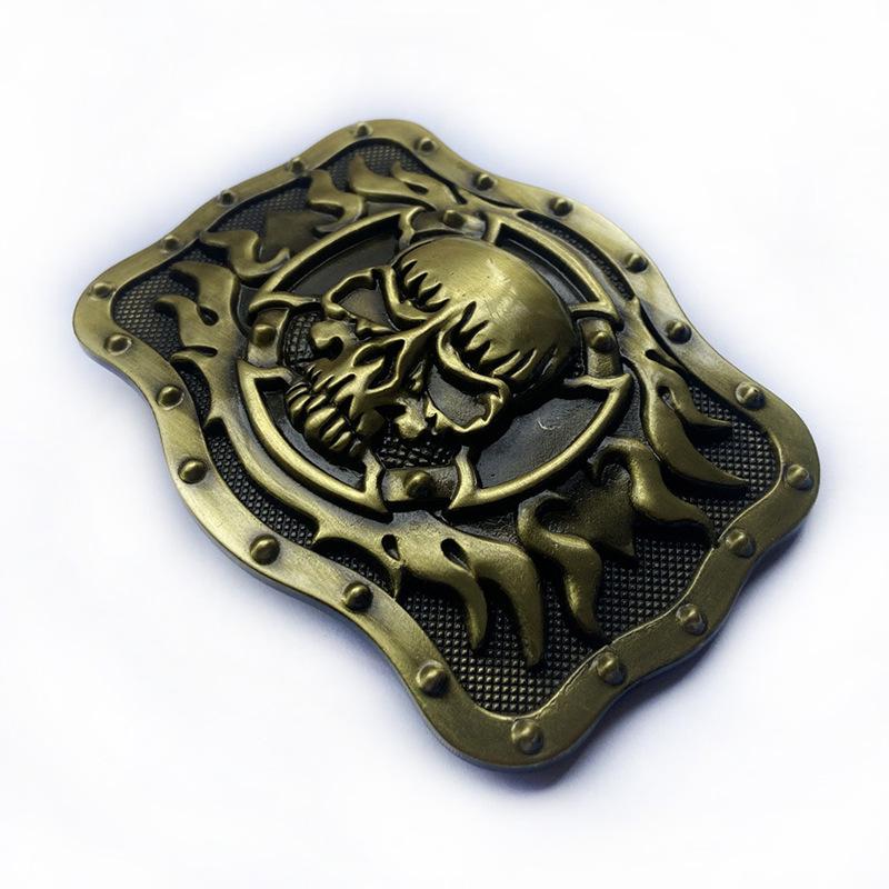 Black Skull Letter Smooth Belt Buckle - Fashionable European & American Style