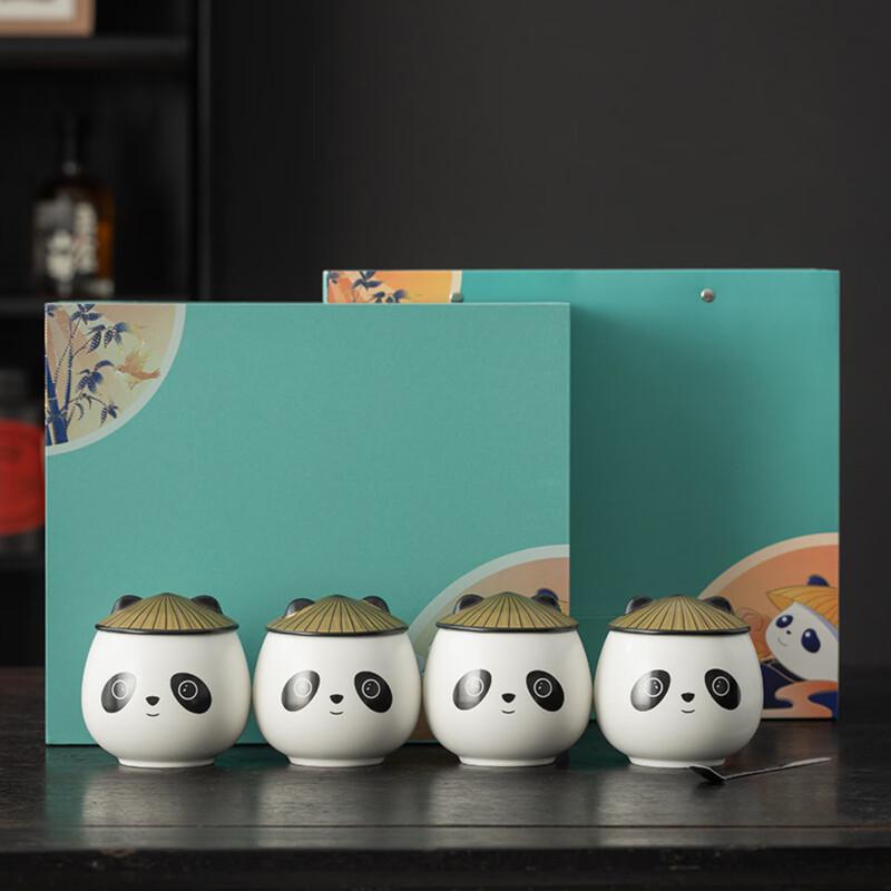 Zhi Shi Panda Ceramic Tea Caddy