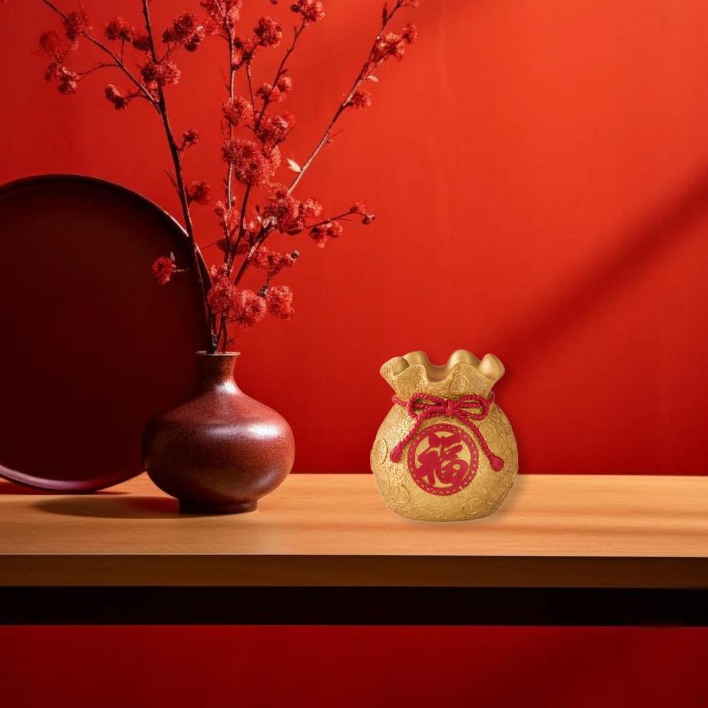 Lucky Bag Piggy Bank Money Statue Container Fengshui Ornament Storage
