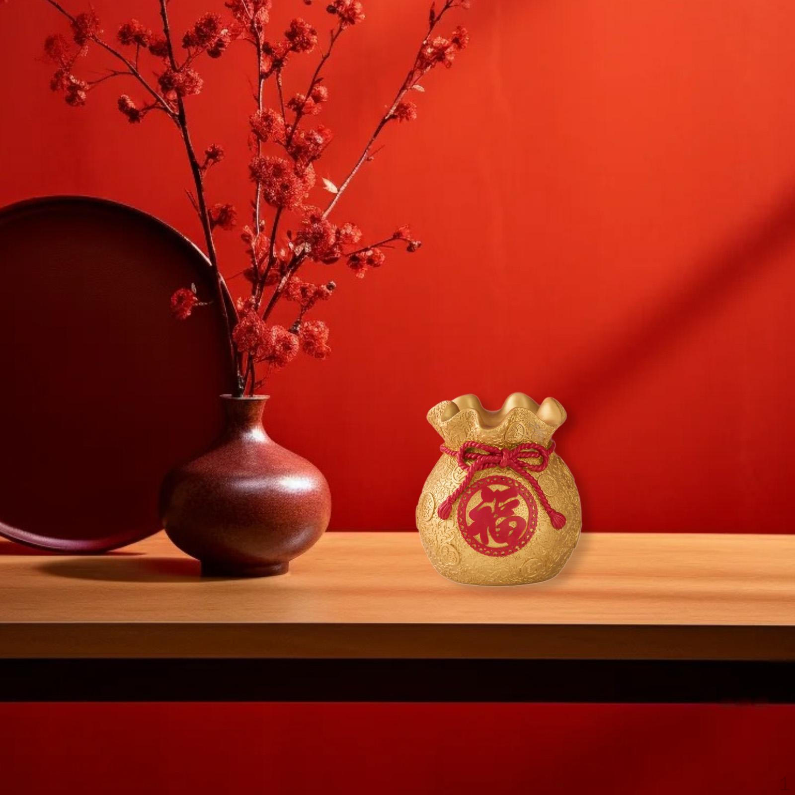 

Счастливая сумка-копилка, статуэтка, контейнер для денег, фэншуй, украшение, хранение Gold Height 15cm