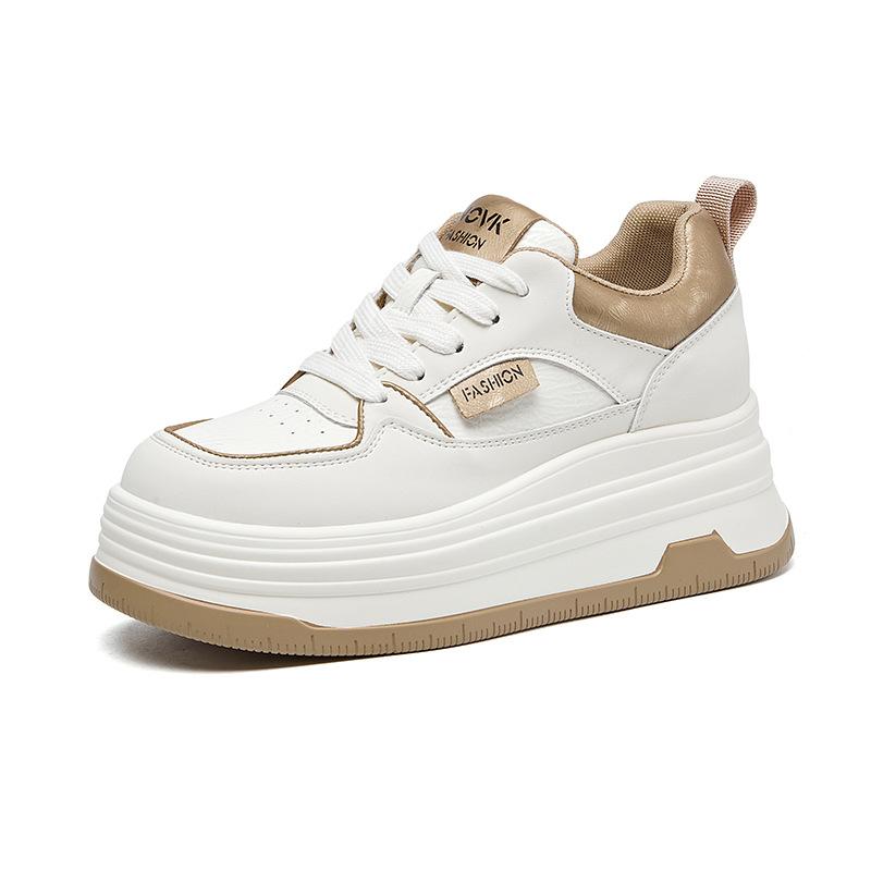 New spot round head little white shoes women's spring platform heightening versatile single shoes casual fashion laceup women's shoes