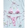 TS JYL-BK023 Cherry Print Three-Point Bikini, Tie String Slim Fit Swimwear For Beach Use
