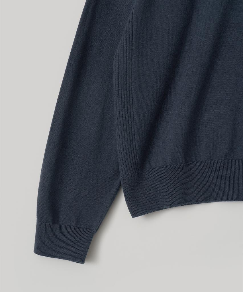 ANOTHER OFFICE Whole Garment Crew-Neck Knit (Indigo Blue)