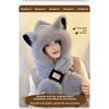 Plush Cute Fox Ear Hat Scarf One-piece Women's Autumn and Winter Hooded Scarf for Cycling and Keeping Warm