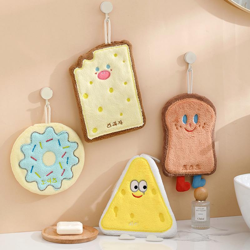 Cute Cartoon Quick-Dry Hanging Towel - Thickened Coral Fleece for Kitchen & Bathroom Use