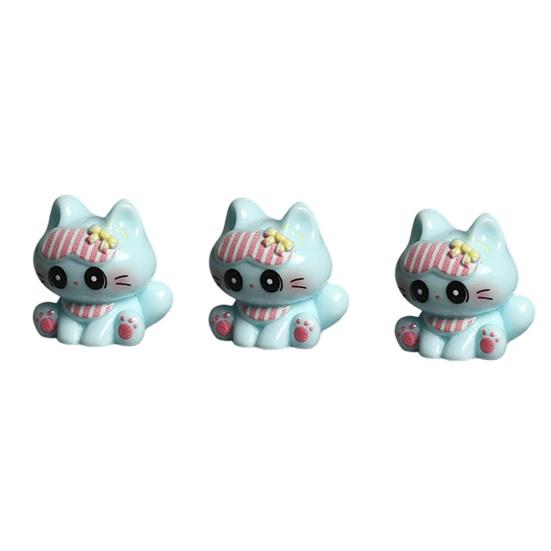 3 Pezzi Mini Gatti in Resina, Gatti in Miniatura Cartoni Animati Modello Animale per Giardino delle Fate, Paesaggio Muschio, Artigianato Terrario Fai-da-te, Decorazione per Torta