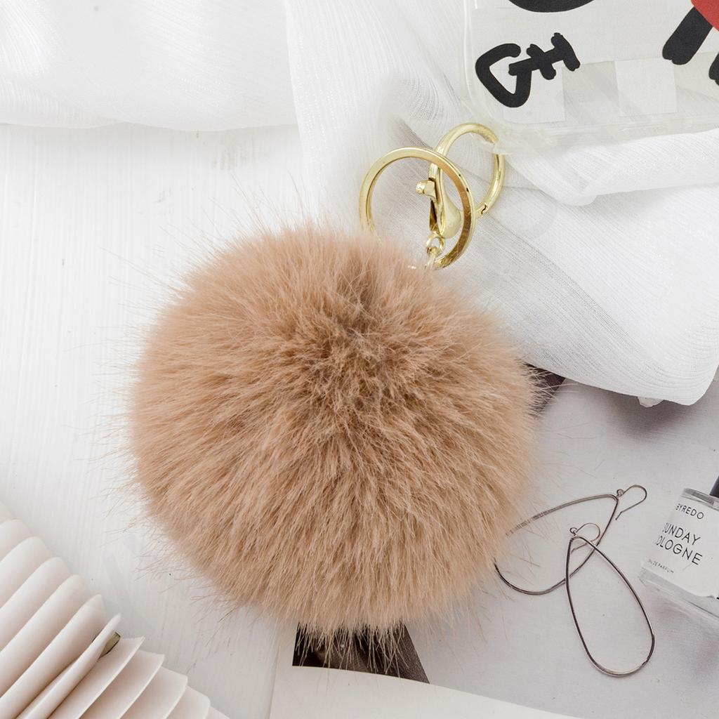 New cartoon cute imitation Rex rabbit hairball keychain artificial hairball pendant car key bag pendant spot