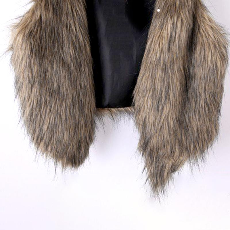 1PC Fashion Solid Colors European Style Ladies Vest Faux Leather Fur V Neck Open Waistcoat