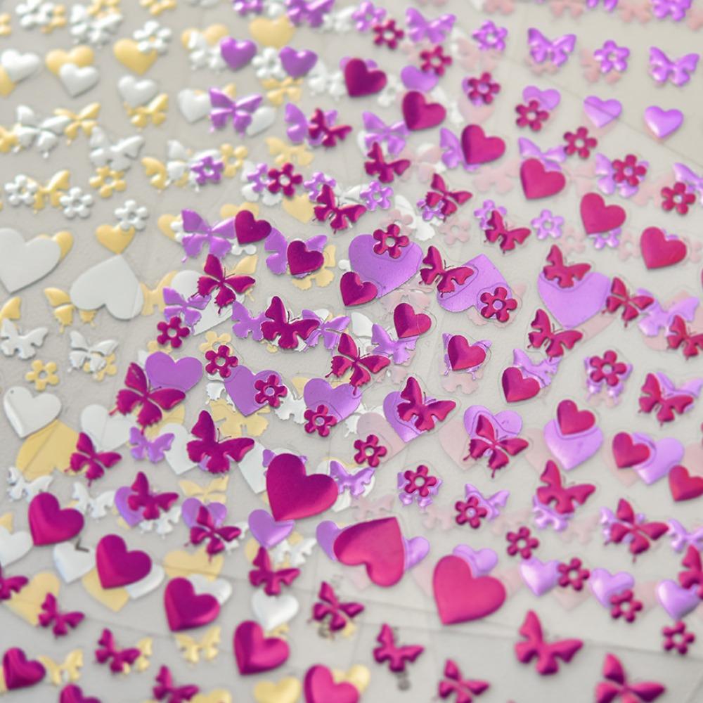 

Bronzing Butterfly Nail Decals Lace Butterfly Nail Accessories Heart Nail Decorations Lady/Girls 14 Flat