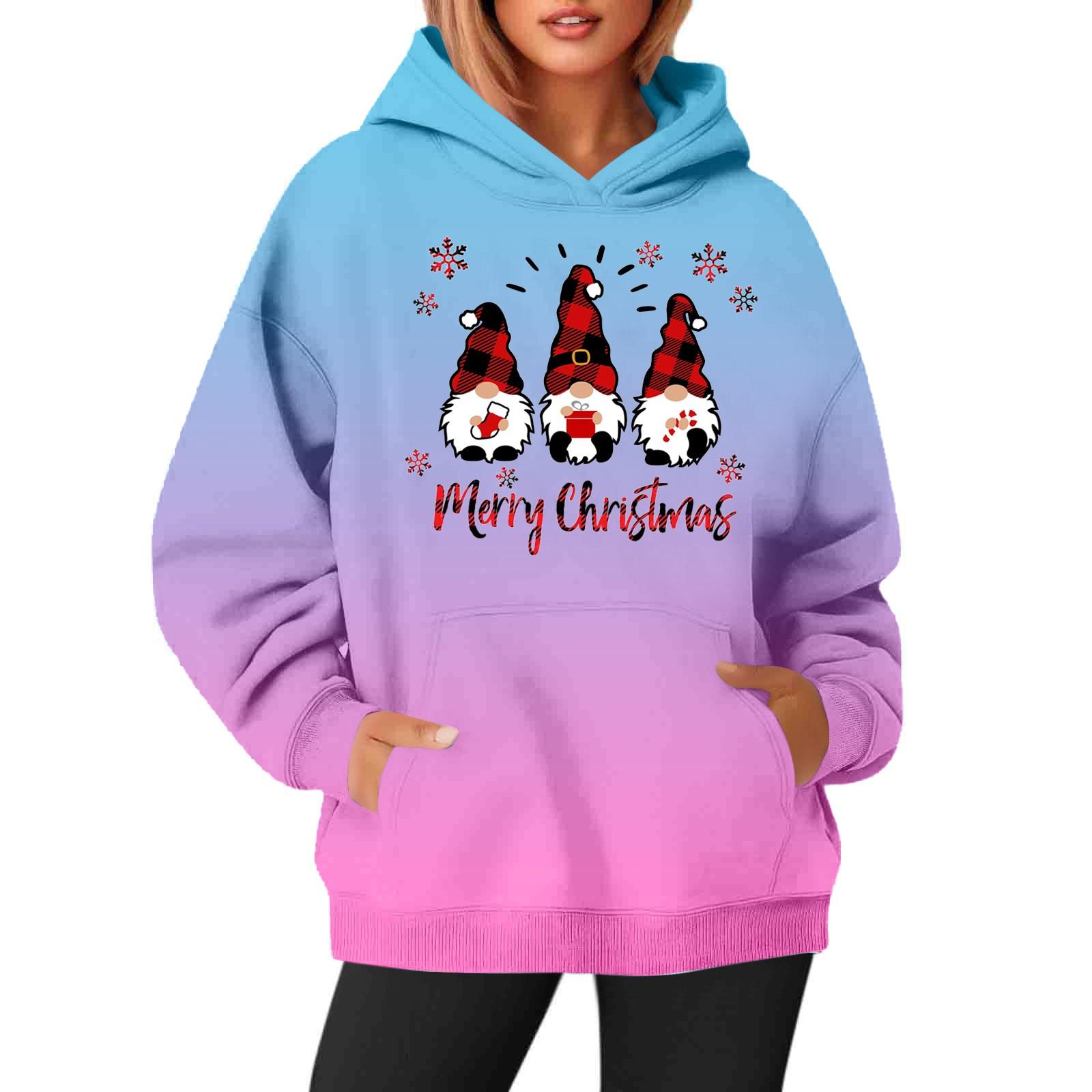 

Женские толстовки с круглым вырезом и длинным рукавом с рождественским принтом, однотонная толстовка с капюшоном XXL