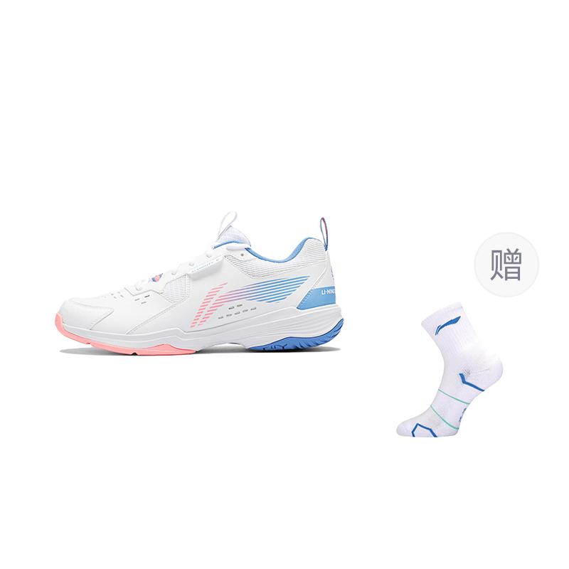Li Ning Ace Abrasion Resistant Breathable Low top Badminton Shoes Unisex White Pink Blue AYTT001-6