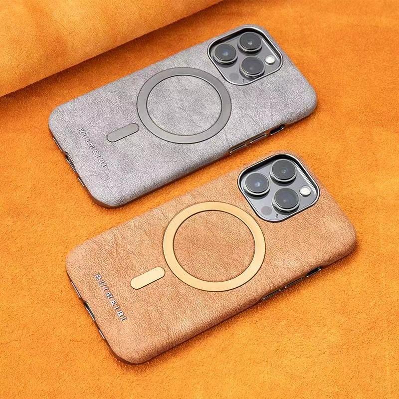 Magnetic Leather Phone Case IPhone 15 16 17 Pro Max Premium Business Style Full Coverage Shockproof Protective Cover