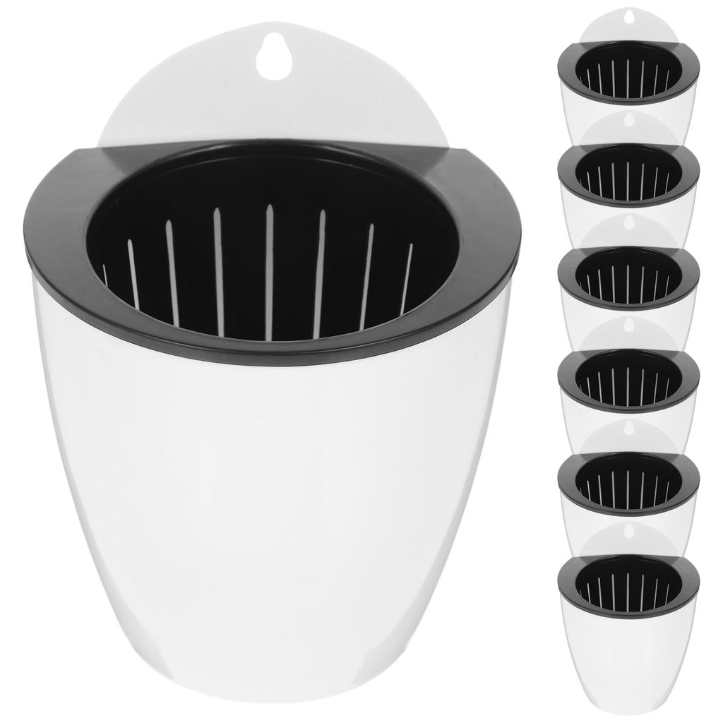 7 Pcs Wall mounted Self Watering Plastic Flowerpot Pots Planters For Outdoor Plants Container Round Flower Pot Succulents Herbs