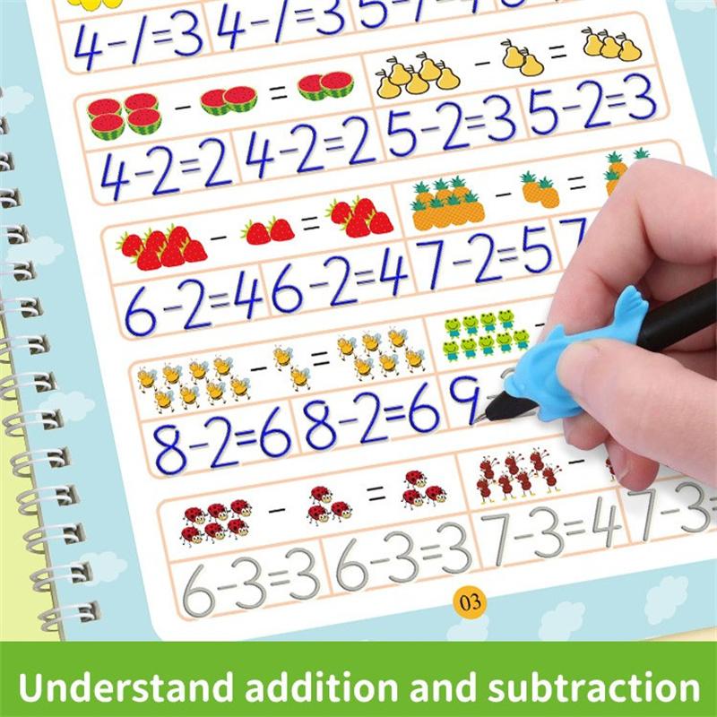 Grooves Writing Practice For Children Handwriting Practice Copybook Set,Reusable Practice Book For Preschool Age 3-5