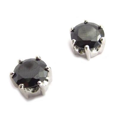 [K3824] - Black 'Essentiel' Silver Earrings 7 Mm