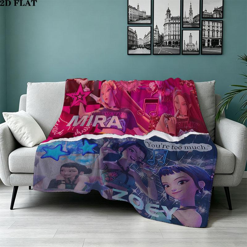 1PC Kpop Demon Hunters Patterned Flannel Blanket Suitable For All Seasons For Home Decor Warmth And Comfort Gifts Holiday Present