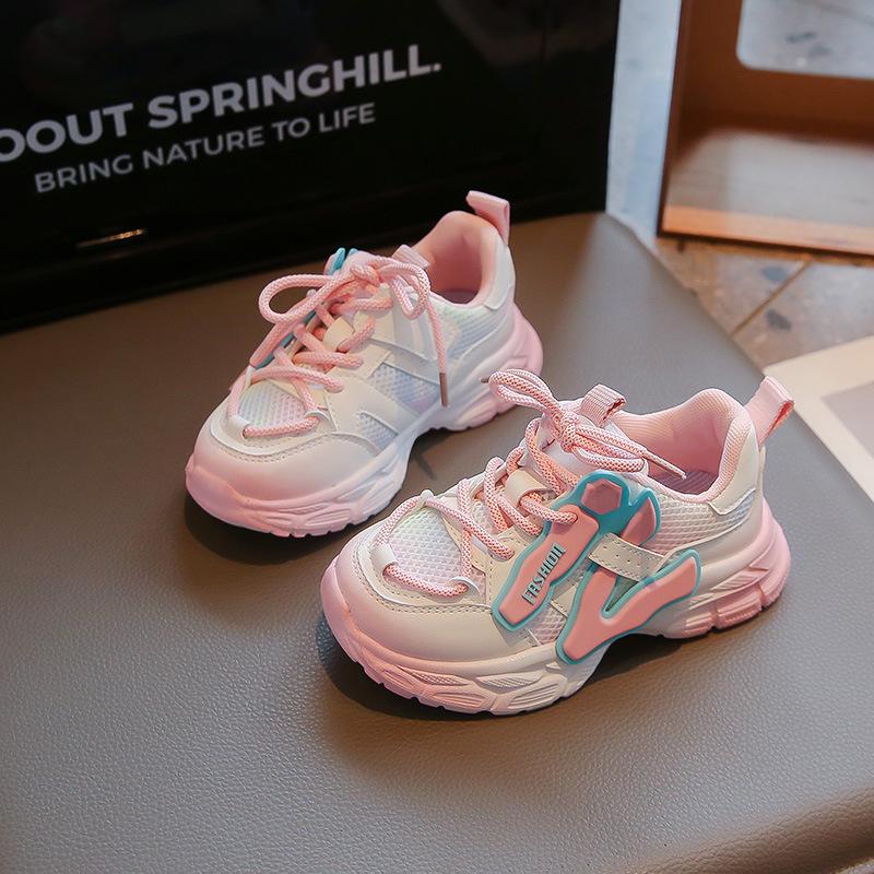 2025 Autumn Classmates Girls Sports Shoes Children's Soft-soled Fashion Dad Shoes Medium and Large Children's Non-slip and Lightweight Running Shoes