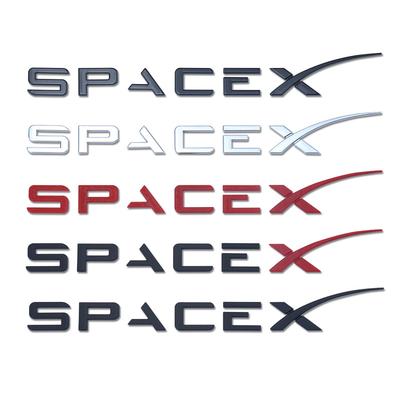3D ABS Chrome Red Black Logo Space X Emblem Letters Car Trunk Badge Decal Space X Sticker Accessories