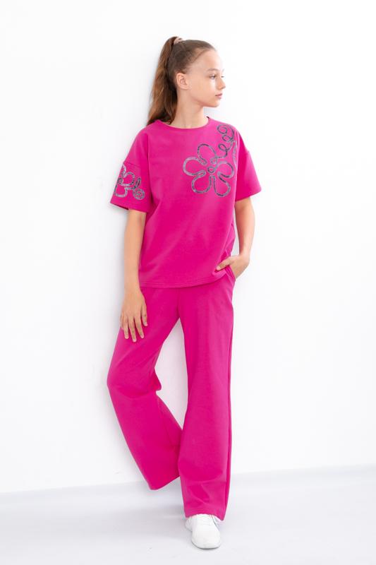 Stylish Teen Girls’ Set – Comfy Cotton Tee & Relaxed Fit Pants, Summer, 6430-057-33 HC