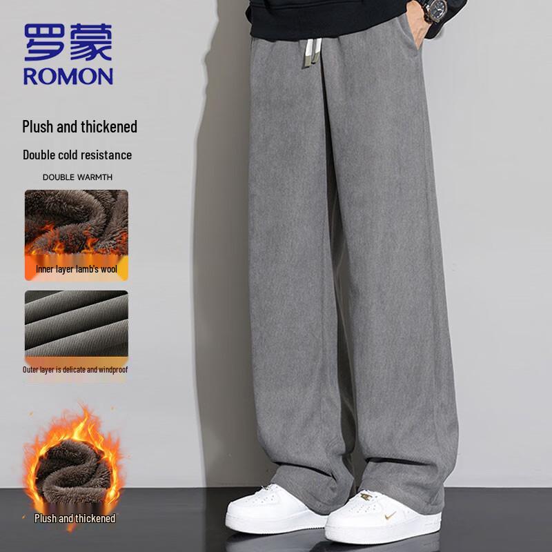 

ROMON Men s Lamb Wool Lined Thickened Warm Casual Trousers 2XL