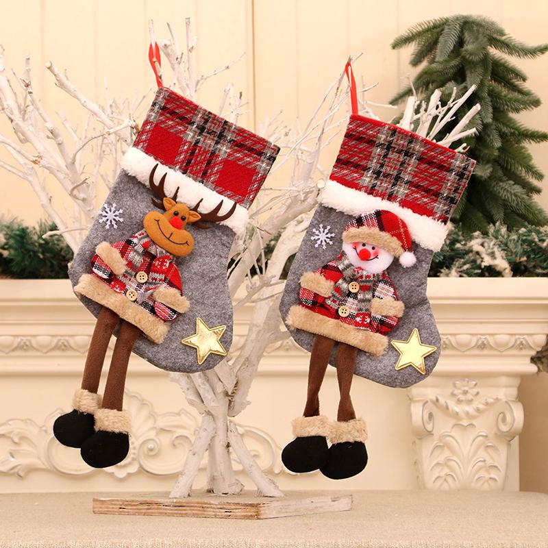 Christmas Stocking Christmas Tree Pendant Snowman Santa Elk Bear Children Gift Bag Family Party Decorations New Year'S Gifts