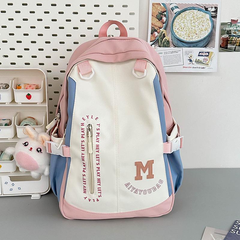 School Bag New Casual Backpack Popular Fashion Versatile Backpack Large Capacity with Pendant Chinese College Student School Bag Tide