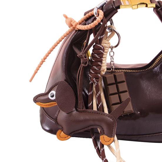 Yousheng Dachshund Dog Bag Pendant Bag Charms with Woven Umbrella Retractable Rope Keys Bags Wallets Accessories