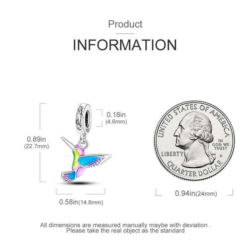 Autentické Korálky Charms měděné Snové Barevné Kolibřík Korálky Charms Kompatibilní S Plata Náramky pro Ženy Šperky Výroba Dárky