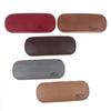 1Pc Pu Leather Eyeglass Box Wood Grain Hard Kit Holder Metal Reading Glasses Case For Men And Women Pu Leather Eyeglass Box