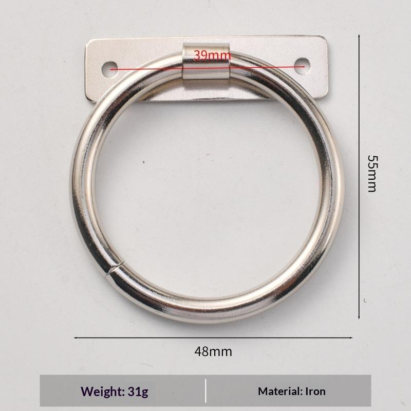 Iron Sheet Circle Iron Ring New Chinese Home Improvement Drawer Wardrobe Door Cabinet Surface Mount Double Hole Small Handle