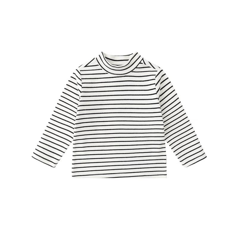 Dudu Home Kids Antibacterial Long Sleeve Striped Mock Neck T-Shirt