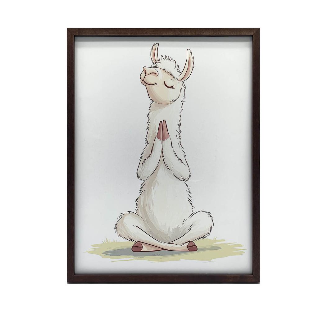 Llama In Meditation - Decorative Poster Llama In Meditation - Decorative Poster, 50X70 Cm, Gold Aluminum Frame, 230 Gsm Matte Paper