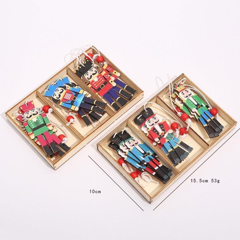 652F Christmas Ornaments Wooden Nutcrackers Soldier Hanging Pendant Party Decorations