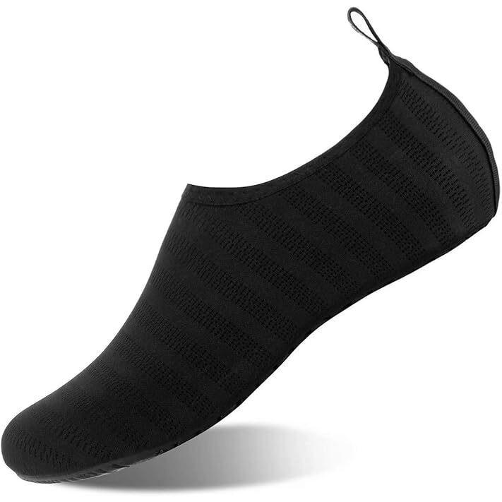 Water Shoes Non-Slip Quick-Dry Beach Shoes Black 38-41 Soft Comfortable Protect Feet from Sand Pebbles Shells Easy On Off