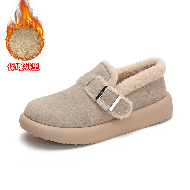 

Виноградные туфли в том же стиле, одна педаль, теплые и бархатные хлопковые туфли на платформе, пушистая пряжка, зимние сапоги Birkenstock, женские новые зимние модели 40