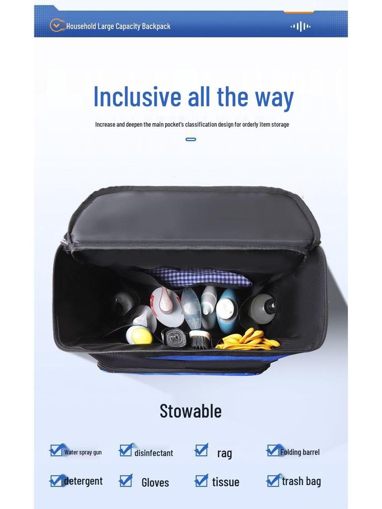 Large Household Cleaning Tool Backpack - Double Shoulder, Ideal for Home Appliance Repair and Storage