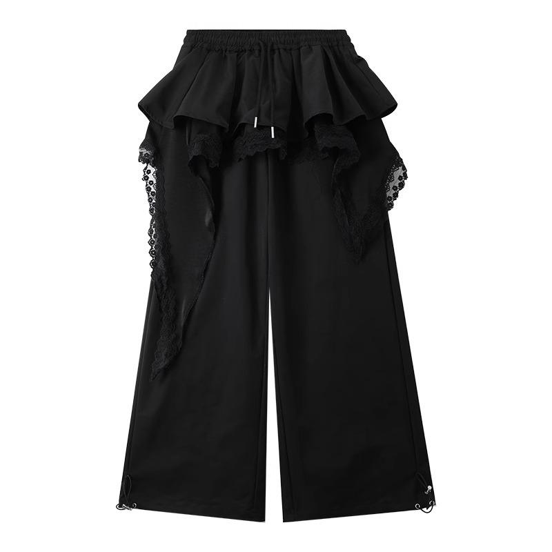 White pants women's summer thin stacked skirt design tooling casual pants women's niche splicing