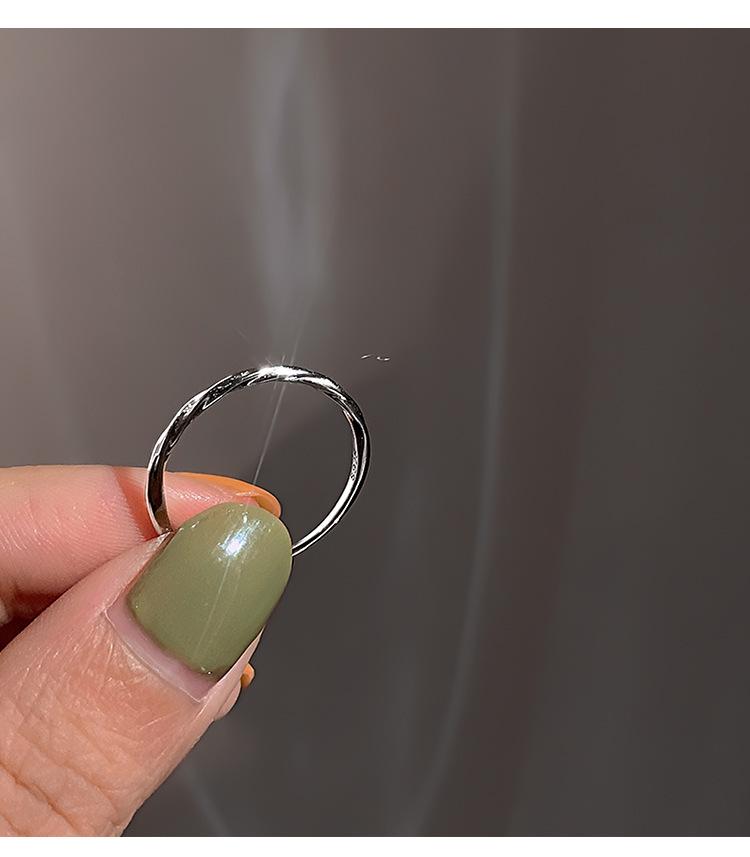 Korean Style S925 Sterling Silver Minimalist Twisted Wave Band Ring for Women - Simple, Elegant, Stacking Ring, New Trend