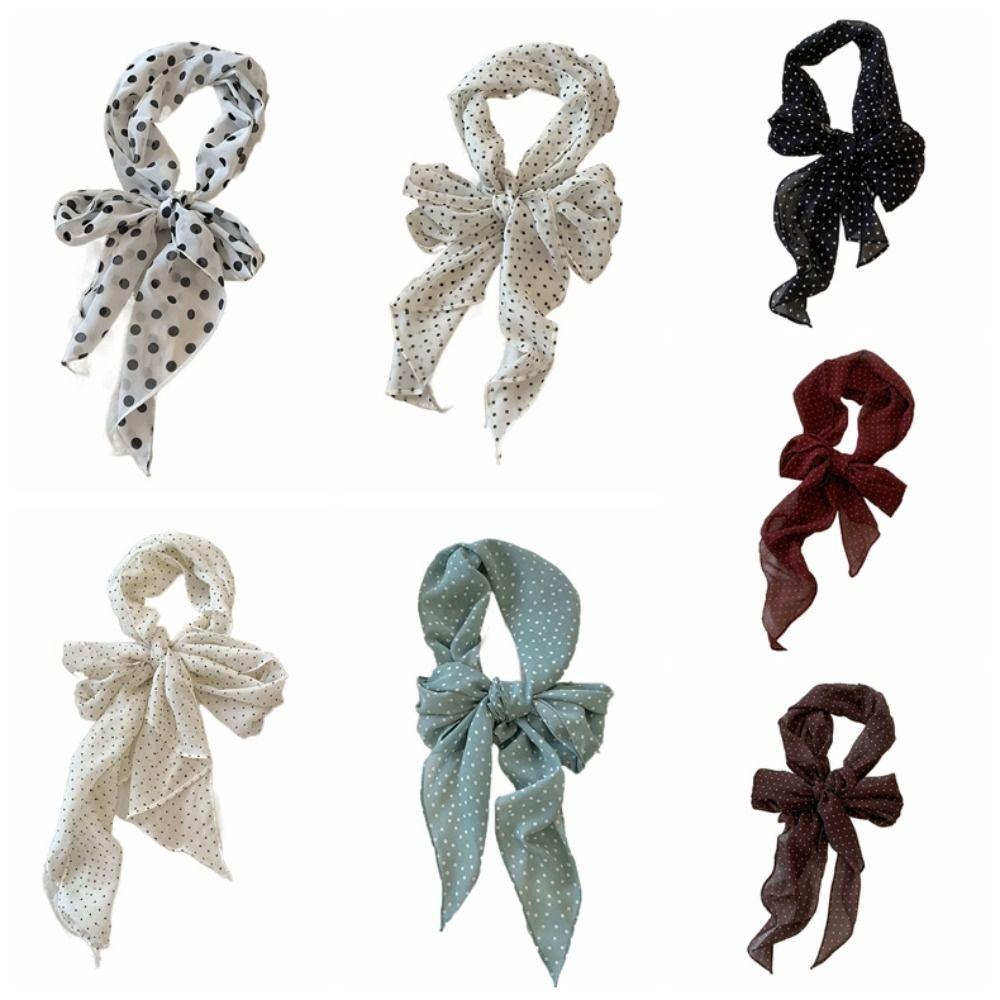 Ribbon Scarf Headband Thin Long Scarves Sweet Polka Dot Scarf  Outdoor