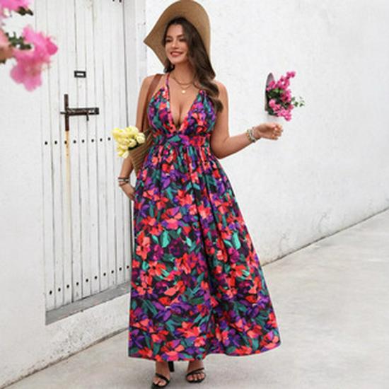 Ethnisches V-Ausschnitt-Kleid im Nahen Osten für muslimische Frauen