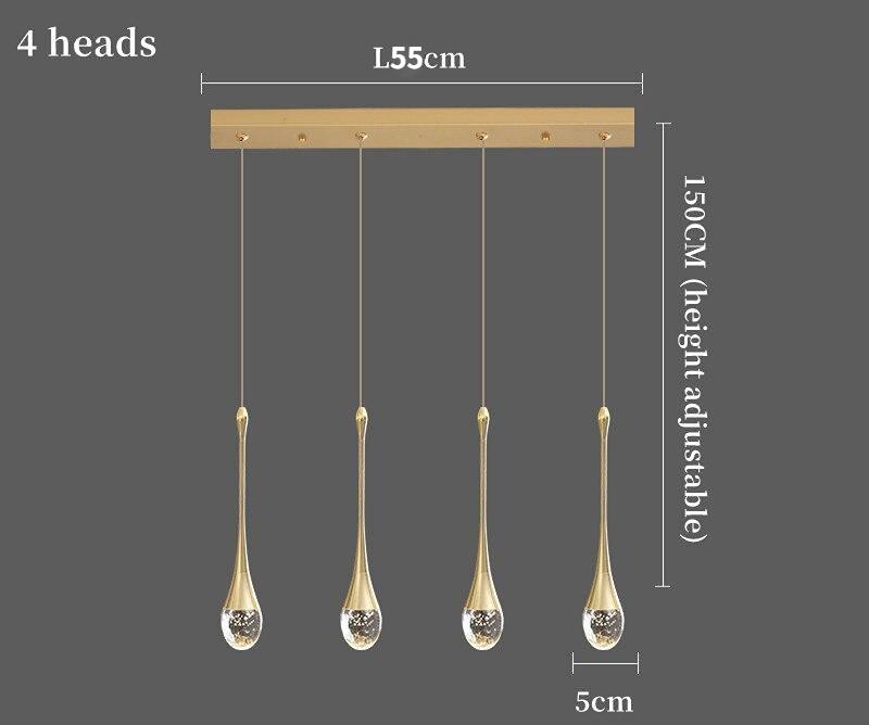 Lustre moderno para sala de jantar, luminária led de cristal, para sala de estar, cozinha, ilha, luminária suspensa criativa, gota de água, preta