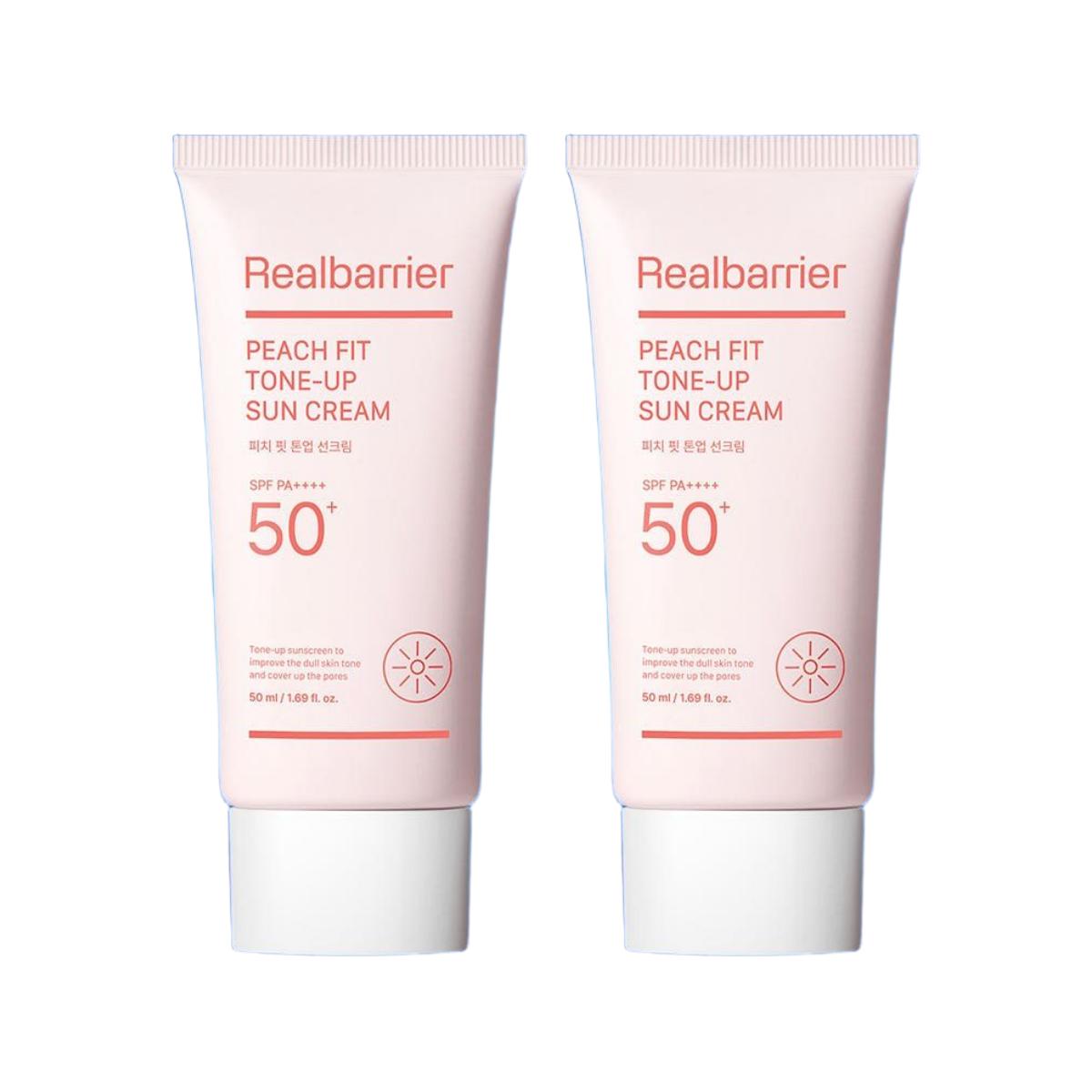 

Real Barrier Peach Fit Tone Up Sun Cream SPF 50+ PA++++ Brightening & UV Protection Double Pack (50ml x 2ea)