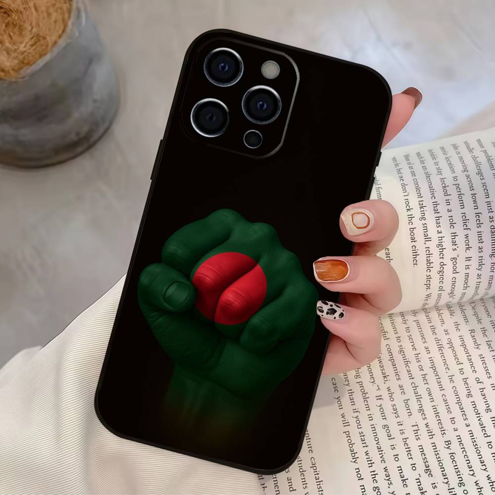B-Bangladesh Flag Phone Case For iPhone 17,16,15,14,13,12,11 Plus,Pro Max,XS,Soft Silicone Black Cover