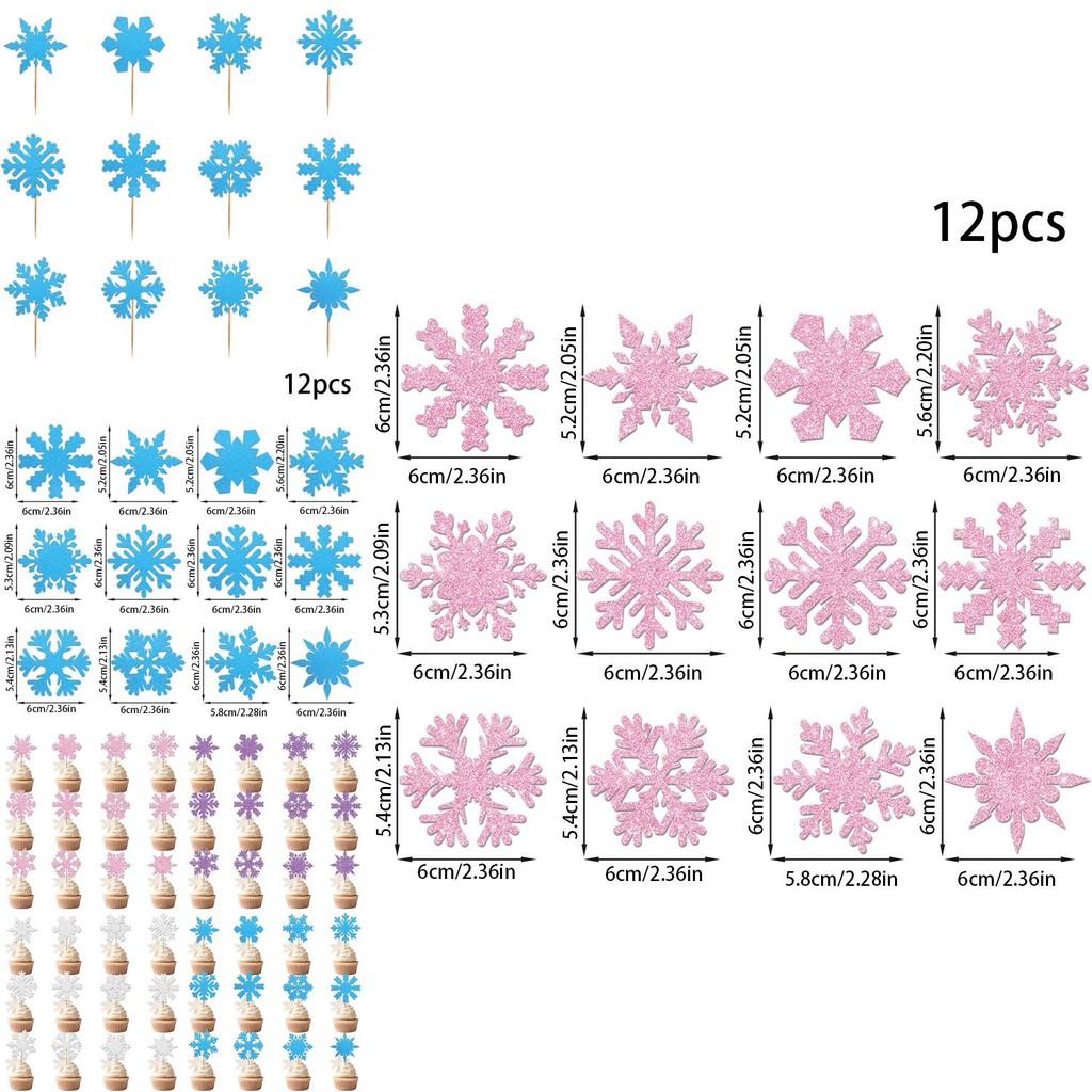 Christmas Snowflake Cake Embellishments With Shining Design For Winter Party Supplies