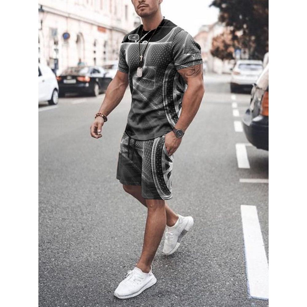 Men's Short-sleeved Shorts Two-piece Sports Leisure Suit Light Breathable Unisex Sports Clothing