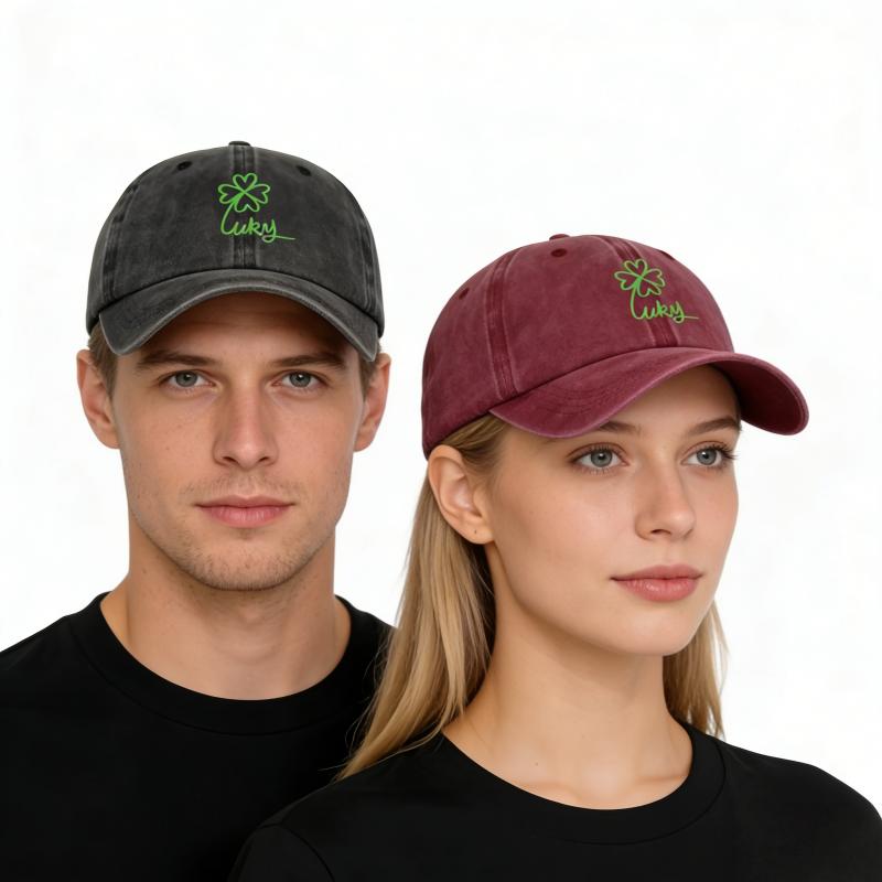 Lucky Clover Washed Baseball Cap Adjustable Unisex Vintage Dad Hat Uv Protection Sun Hat For Men Women Couple Hat