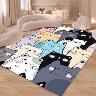 Alfombra Felpudo Alfombrilla Dibujo Gato Dibujos Animados Gatito Lindo Diseño Decoración del Hogar Felpudo para Sala de Estar Dormitorio Decoración Decoración de Sala de Estar